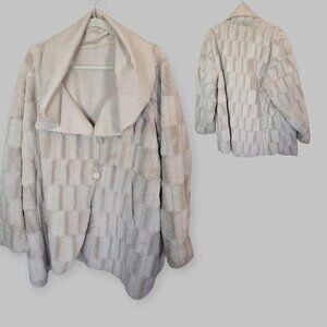 Chi Falchi  Faux Fur Leather Coat  Jacket Shawl Collar  Womens Plus Size  1X